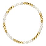 7.0" 4.0mm White Pearl and 4.0mm Bead Stretchy Bracelet