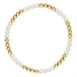 7.0" 4.0mm White Pearl and 4.0mm Bead Stretchy Bracelet