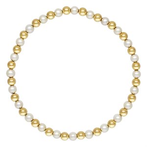 7.0" 4.0mm White Pearl and 4.0mm Bead Stretchy Bracelet (ALT)