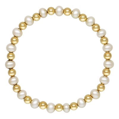7.0" 5.5mm White Pearl and 5.0mm Bead Stretchy Bracelet