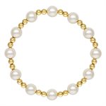 7.0" 8.0mm White Crafted Pearl and 4.0mm Bead Stretchy Bracelet