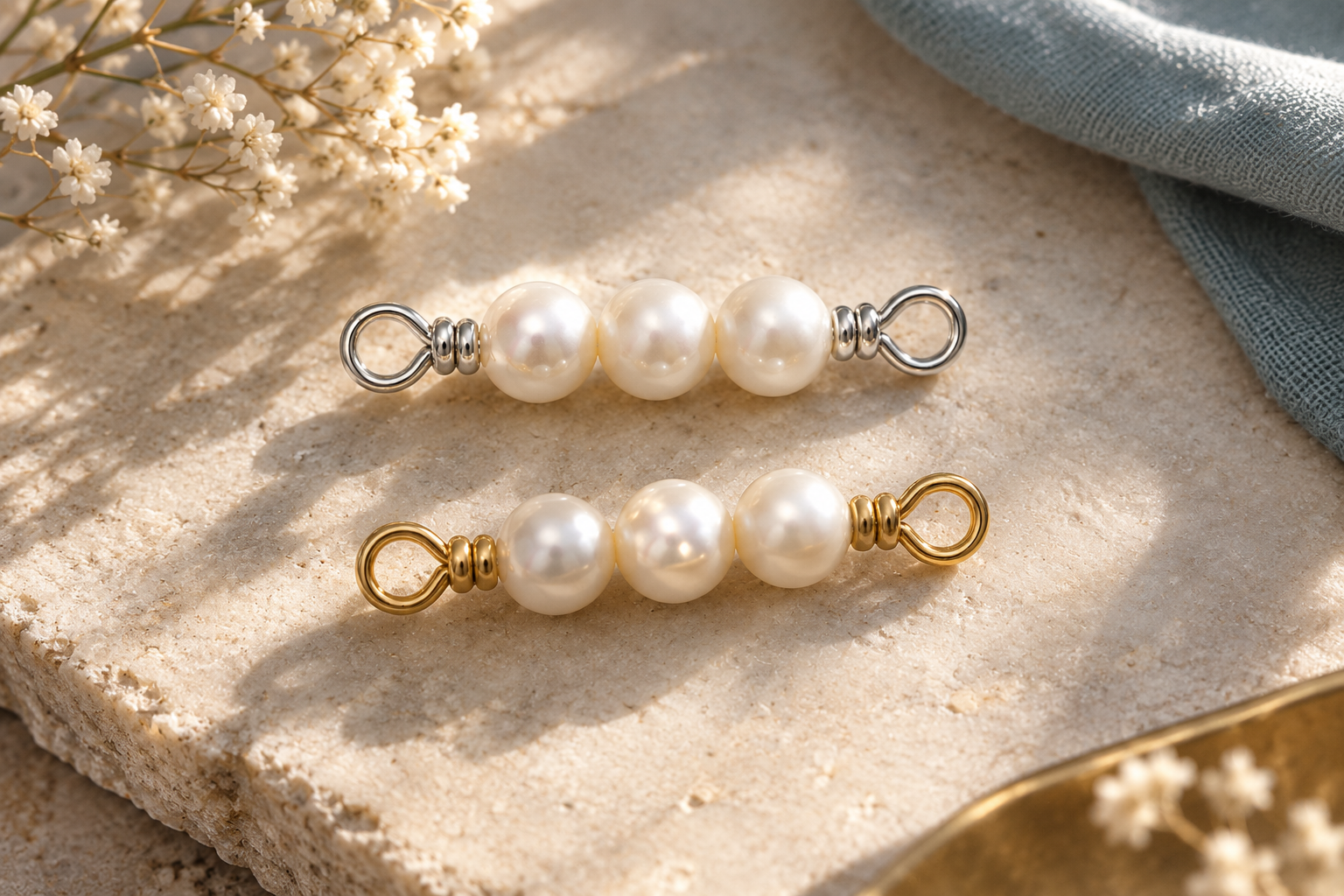3.0mm 3 White Pearl Connector