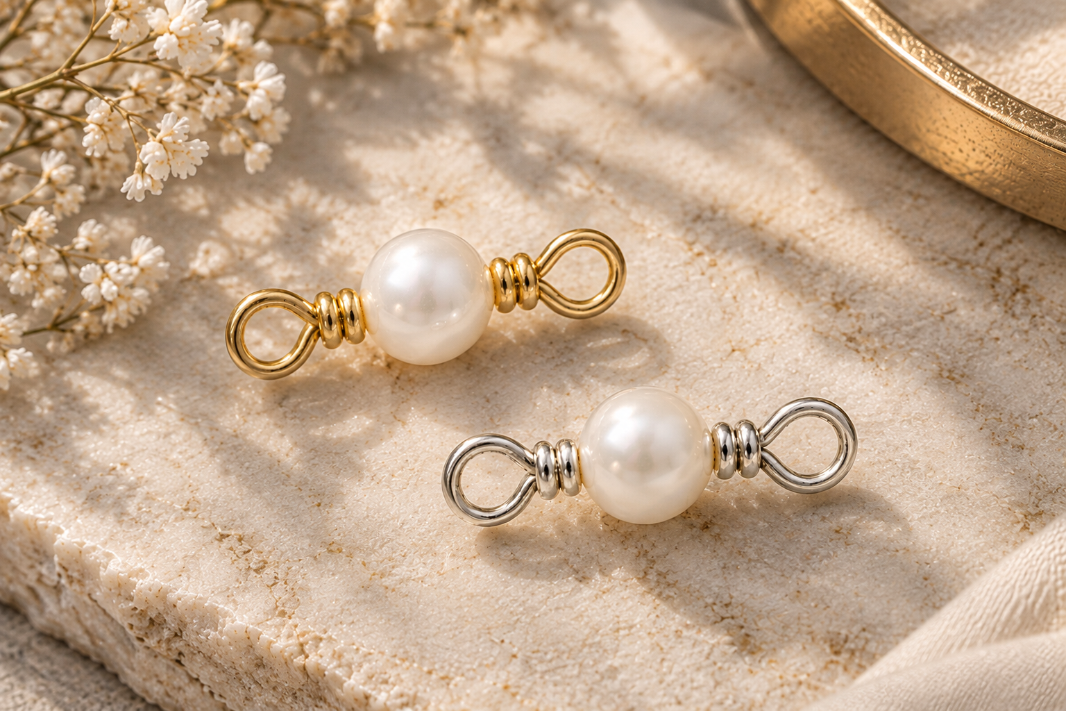 4.0mm Heavy Single White Pearl Connector